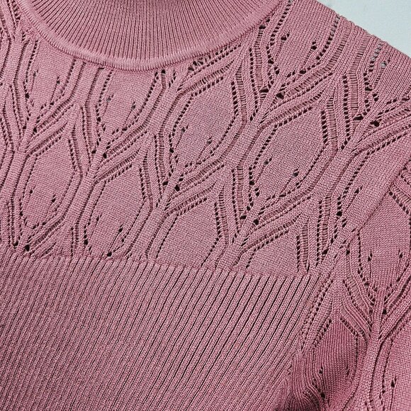 Fitted Pink Sweater Y2K Mock Neck Sweater Womens S Jessica Simpson Sweetheart - Picture 4 of 12